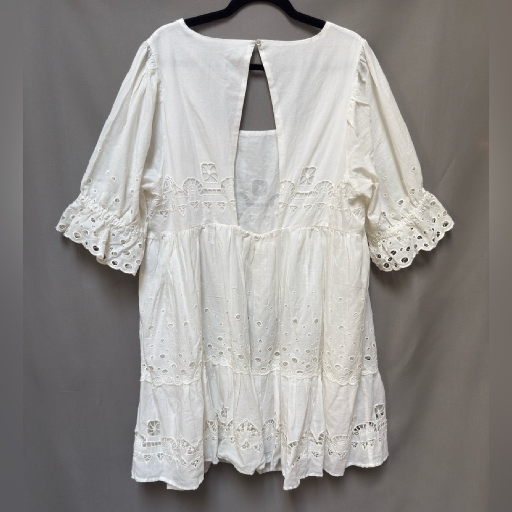 NWT Anthropologie Plus Size Cotton Dress 1X, White, Boho, Flowy, Lightweight - Picture 3 of 16